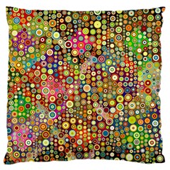 Multicolored Retro Spots Polka Dots Pattern Large Cushion Case (two Sides) by EDDArt