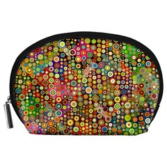 Multicolored Retro Spots Polka Dots Pattern Accessory Pouches (large)  by EDDArt