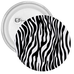 Zebra Stripes Pattern Traditional Colors Black White 3  Buttons