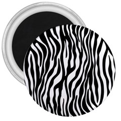 Zebra Stripes Pattern Traditional Colors Black White 3  Magnets