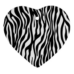 Zebra Stripes Pattern Traditional Colors Black White Ornament (heart) by EDDArt