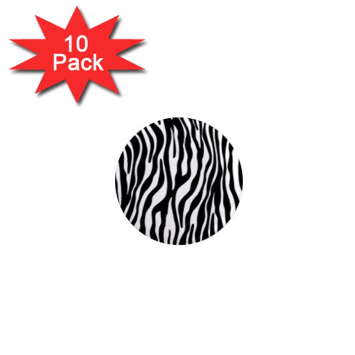 Zebra Stripes Pattern Traditional Colors Black White 1  Mini Magnet (10 pack) 