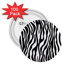 Zebra Stripes Pattern Traditional Colors Black White 2.25  Buttons (100 pack) 