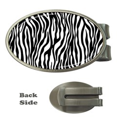 Zebra Stripes Pattern Traditional Colors Black White Money Clips (oval)  by EDDArt