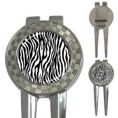 Zebra Stripes Pattern Traditional Colors Black White 3-in-1 Golf Divots