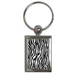 Zebra Stripes Pattern Traditional Colors Black White Key Chains (rectangle)  by EDDArt