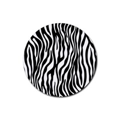 Zebra Stripes Pattern Traditional Colors Black White Rubber Round Coaster (4 pack) 