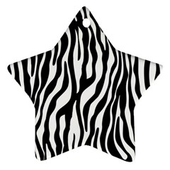 Zebra Stripes Pattern Traditional Colors Black White Star Ornament (two Sides) by EDDArt