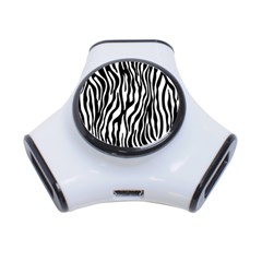 Zebra Stripes Pattern Traditional Colors Black White 3-Port USB Hub