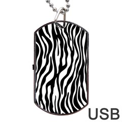 Zebra Stripes Pattern Traditional Colors Black White Dog Tag USB Flash (One Side)