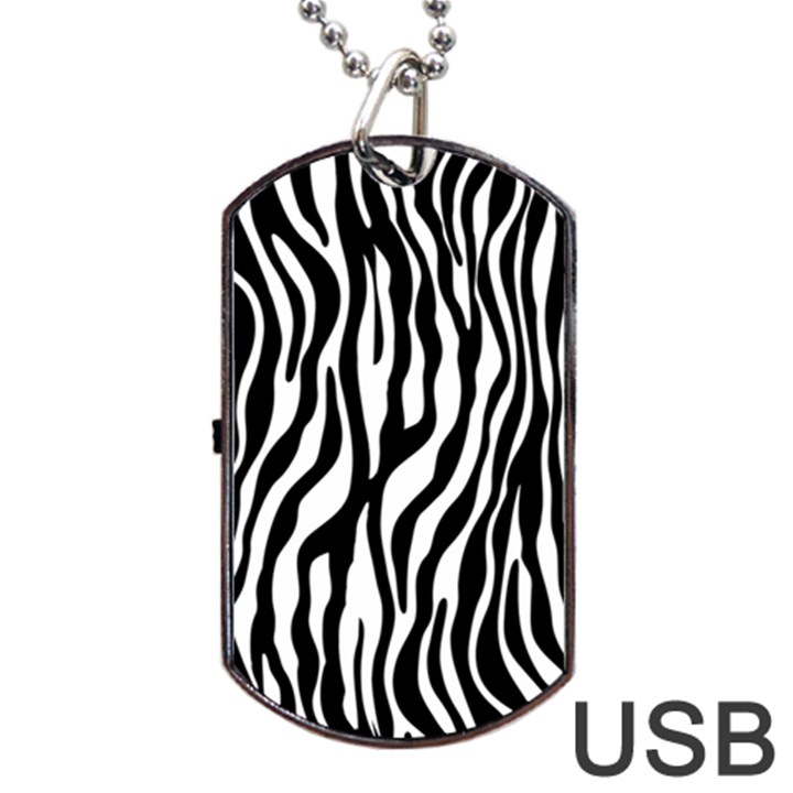 Zebra Stripes Pattern Traditional Colors Black White Dog Tag USB Flash (Two Sides)