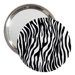 Zebra Stripes Pattern Traditional Colors Black White 3  Handbag Mirrors by EDDArt