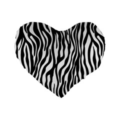 Zebra Stripes Pattern Traditional Colors Black White Standard 16  Premium Heart Shape Cushions