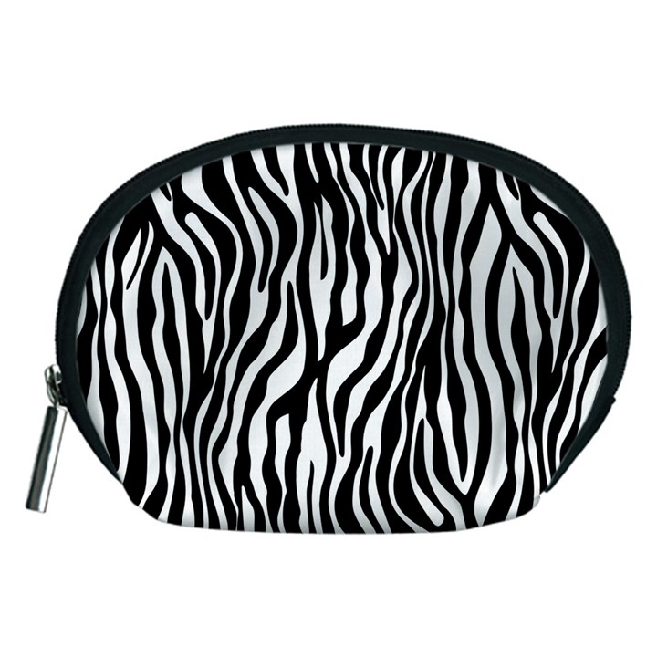 Zebra Stripes Pattern Traditional Colors Black White Accessory Pouches (Medium) 