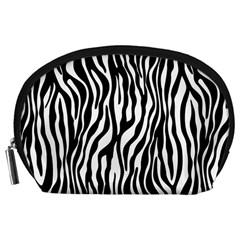 Zebra Stripes Pattern Traditional Colors Black White Accessory Pouches (large)  by EDDArt