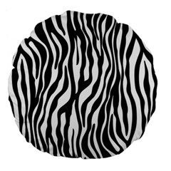 Zebra Stripes Pattern Traditional Colors Black White Large 18  Premium Flano Round Cushions by EDDArt