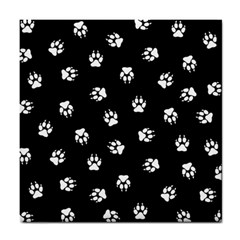 Footprints Dog White Black Tile Coasters