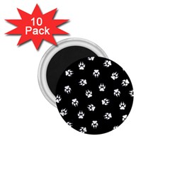 Footprints Dog White Black 1 75  Magnets (10 Pack)  by EDDArt