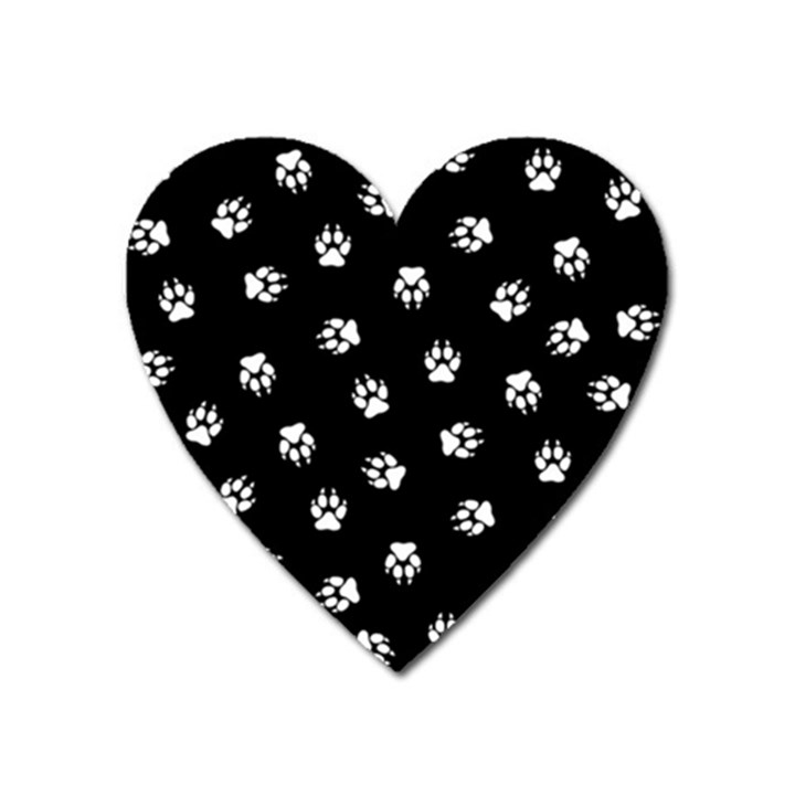 Footprints Dog White Black Heart Magnet