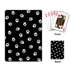 Footprints Dog White Black Playing Card by EDDArt