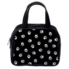 Footprints Dog White Black Classic Handbags (one Side) by EDDArt