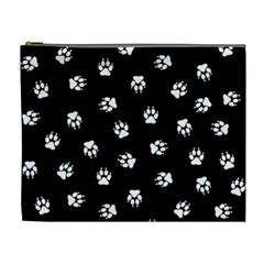 Footprints Dog White Black Cosmetic Bag (xl) by EDDArt