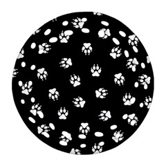 Footprints Dog White Black Round Filigree Ornament (two Sides) by EDDArt