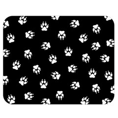 Footprints Dog White Black Double Sided Flano Blanket (medium)  by EDDArt
