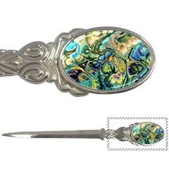 Flower Power Fractal Batik Teal Yellow Blue Salmon Letter Openers by EDDArt