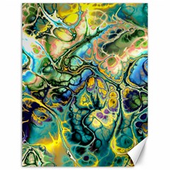 Flower Power Fractal Batik Teal Yellow Blue Salmon Canvas 12  X 16   by EDDArt