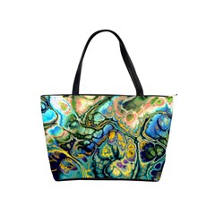 Flower Power Fractal Batik Teal Yellow Blue Salmon Shoulder Handbags by EDDArt