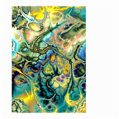 Flower Power Fractal Batik Teal Yellow Blue Salmon Small Garden Flag (two Sides)