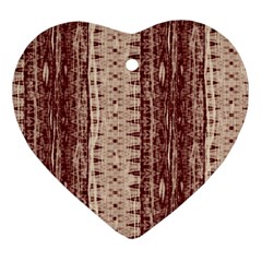 Wrinkly Batik Pattern Brown Beige Heart Ornament (two Sides) by EDDArt