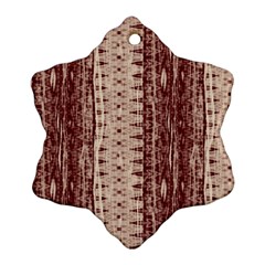 Wrinkly Batik Pattern Brown Beige Snowflake Ornament (two Sides) by EDDArt