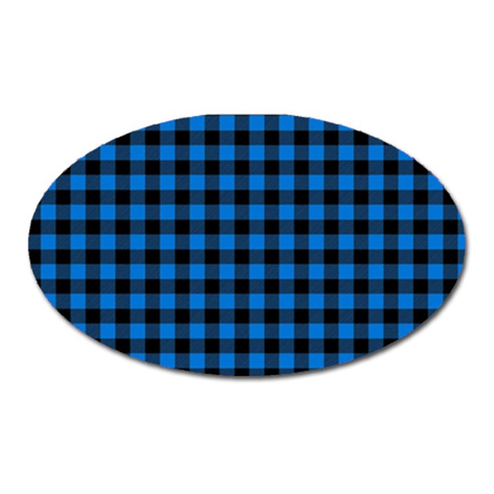 Lumberjack Fabric Pattern Blue Black Oval Magnet