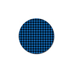 Lumberjack Fabric Pattern Blue Black Golf Ball Marker by EDDArt