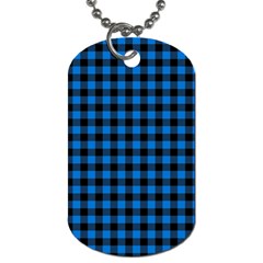 Lumberjack Fabric Pattern Blue Black Dog Tag (two Sides) by EDDArt