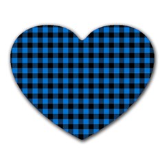 Lumberjack Fabric Pattern Blue Black Heart Mousepads by EDDArt