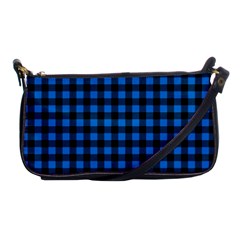 Lumberjack Fabric Pattern Blue Black Shoulder Clutch Bags by EDDArt