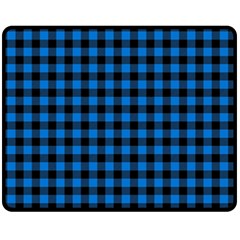 Lumberjack Fabric Pattern Blue Black Fleece Blanket (medium)  by EDDArt