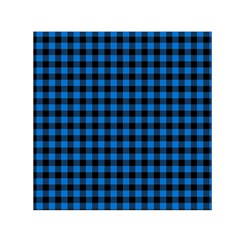 Lumberjack Fabric Pattern Blue Black Small Satin Scarf (square)