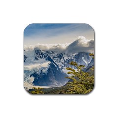 Snowy Andes Mountains, El Chalten Argentina Rubber Coaster (square)  by dflcprints