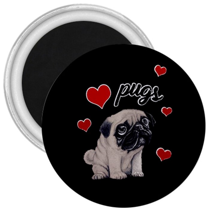 Love pugs 3  Magnets