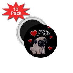 Love pugs 1.75  Magnets (10 pack) 