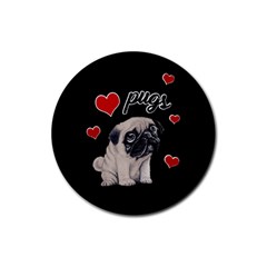 Love pugs Rubber Round Coaster (4 pack) 