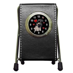 Love pugs Pen Holder Desk Clocks