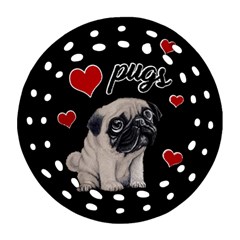 Love pugs Round Filigree Ornament (Two Sides)