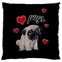 Love pugs Large Cushion Case (One Side)