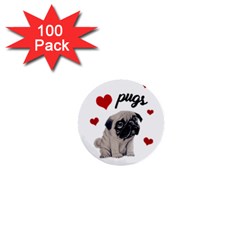 Love Pugs 1  Mini Buttons (100 Pack)  by Valentinaart
