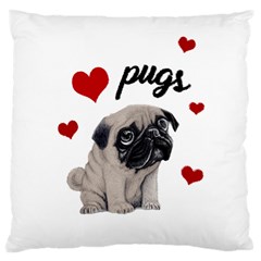 Love Pugs Large Cushion Case (one Side) by Valentinaart